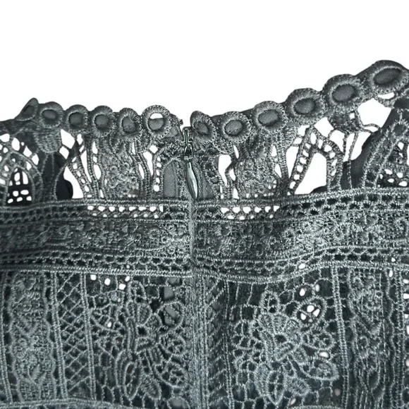 Alexis Lula Guipure Lace Eyelet Short Sleeve Mini Dress Black Women’s Medium - Picture 6 of 11